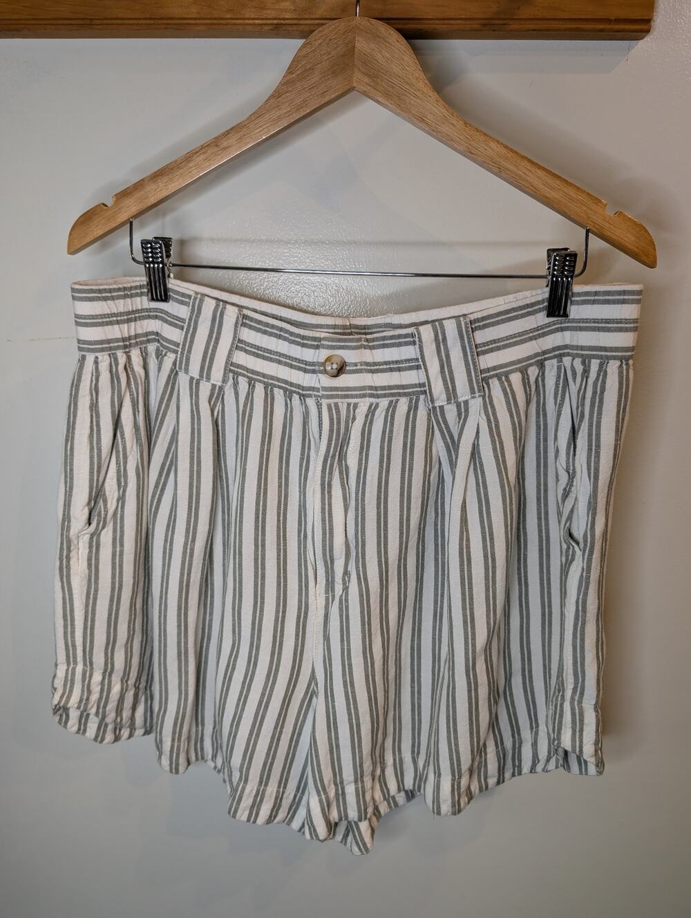 Madewell Green Gray Linen Blend High Waist Shorts Casual Summer XL